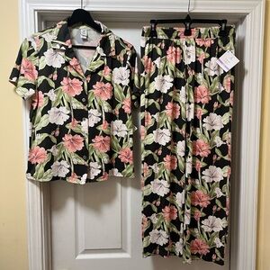 Echo Floral Pajama Set - Black, Pink, and Green